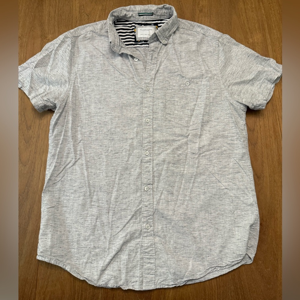 Denim & Flower Light Gray Casual Button Down Shirt